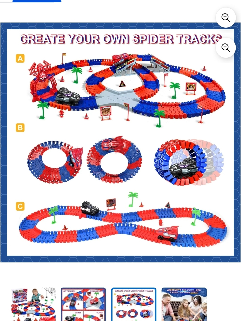 Spiderman Red & Blue Flexible Race Track Set for Kids -